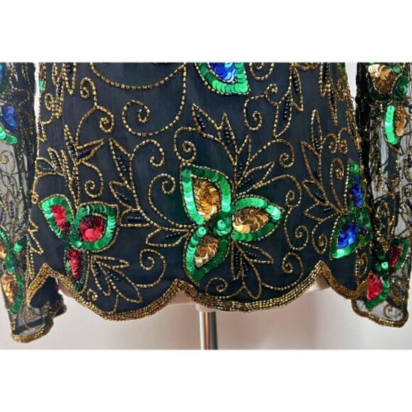 VINTAGE Stenay Beaded Sheer Sleeve Blouse Size S - Picture 3 of 16